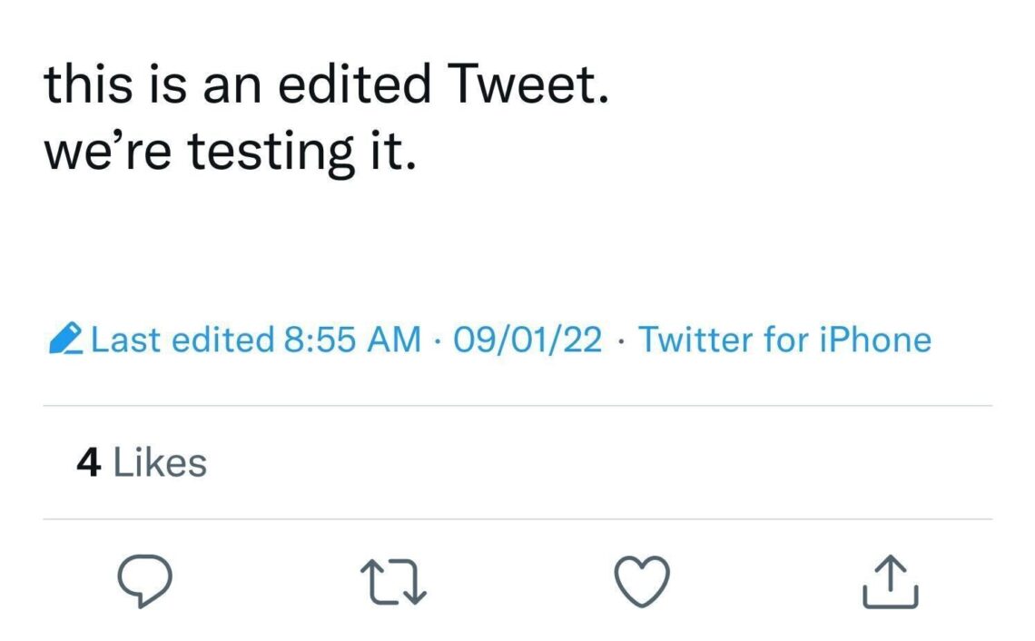 What an edited Tweet will look like with the Edit Tweet feature
